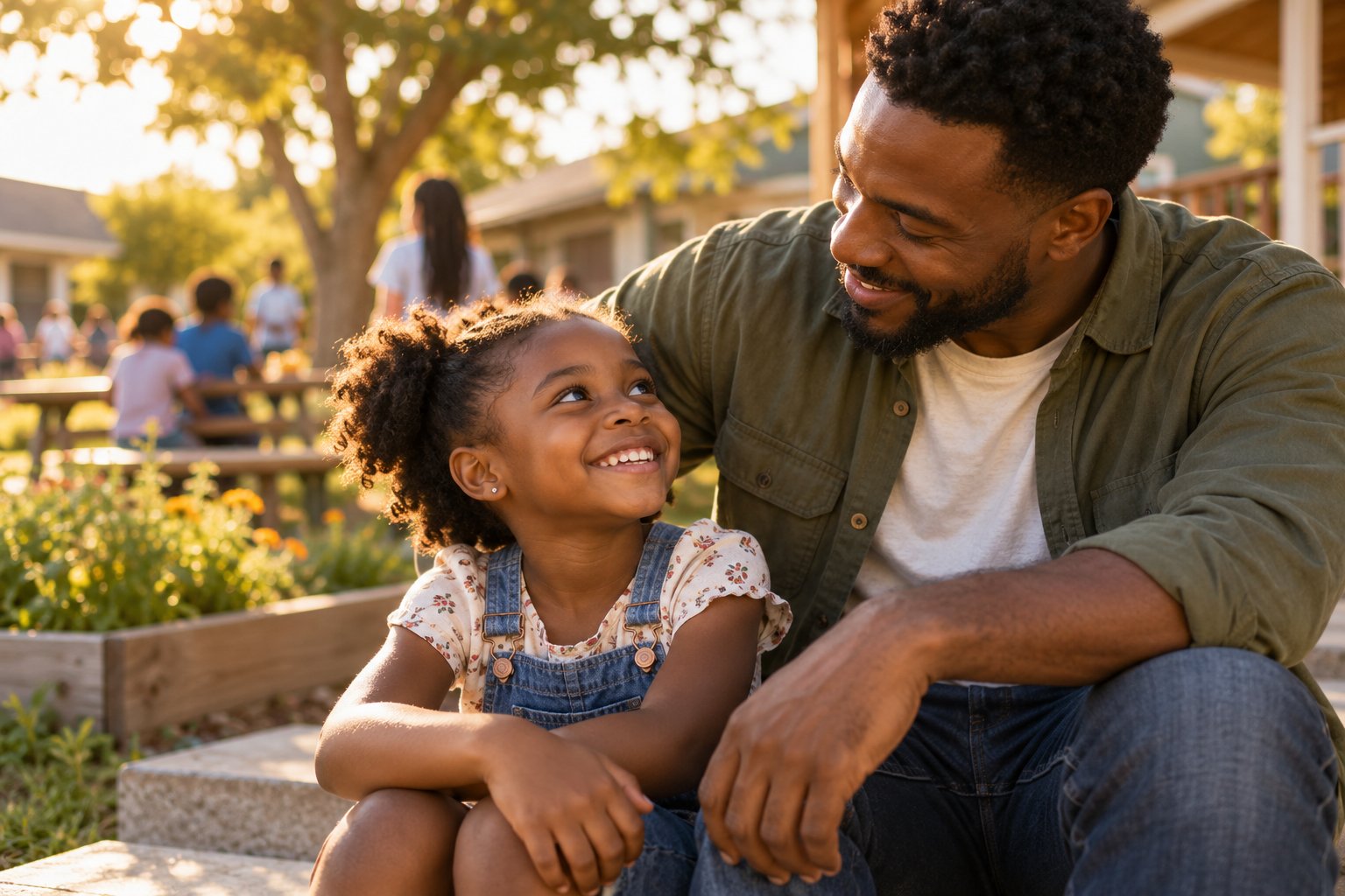 A child sharing a joyful moment with a trusted caregiver.